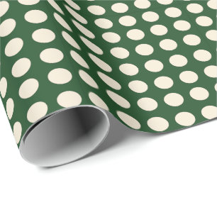 Papel De Presente Ponto Verde Marfim Cor Ponto