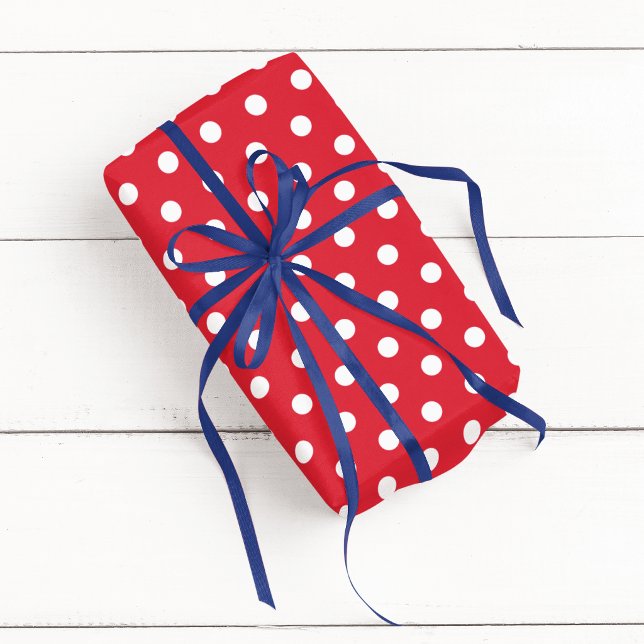 Papel De Presente Ponto Vermelho e Branco (Red and White Polka Dot Wrapping Paper)