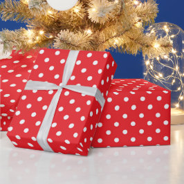 Papel De Presente Pontos A de Poca Vermelha e Branca