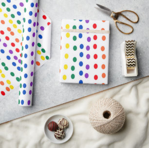 Papel De Presente Pontos arenosos Arco-Íris em Branco
