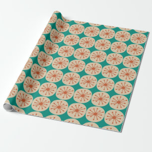 Papel De Presente Pontos Atômicos Laranja Bege Azul Turquesa Moderno