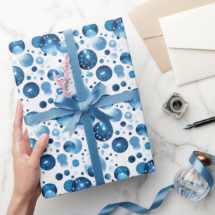 Papel De Presente Pontos Azuis em Branco