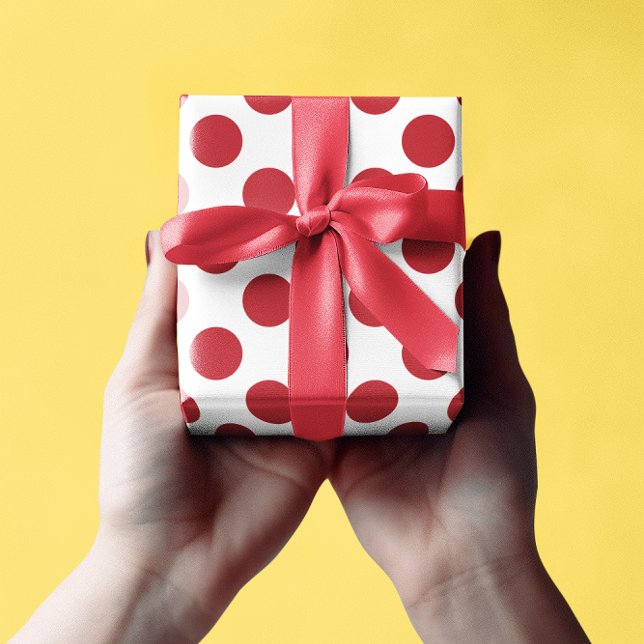 Papel De Presente Pontos Brancos e Vermelhos (Red Polka Dots Wrapping Paper)