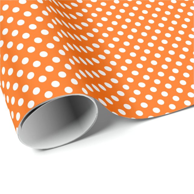 Papel De Presente Pontos Brancos em Laranja (Ponta do rolo)