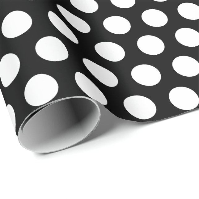 Papel De Presente Pontos brancos pretos (Ponta do rolo)