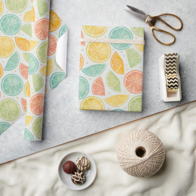 Papel de Presente Pontos Citrino Pastel (Artesanato)