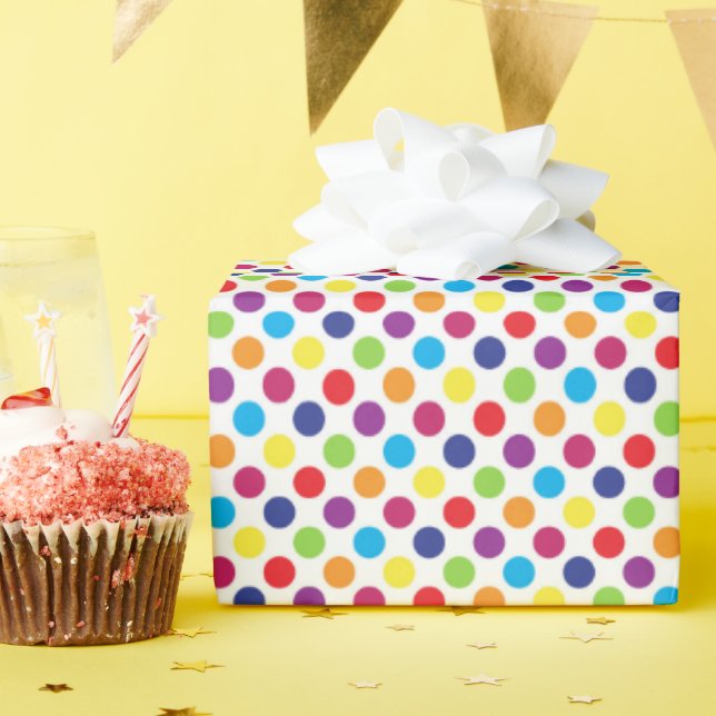 Papel De Presente Pontos Coloridos (Festa de aniversário)