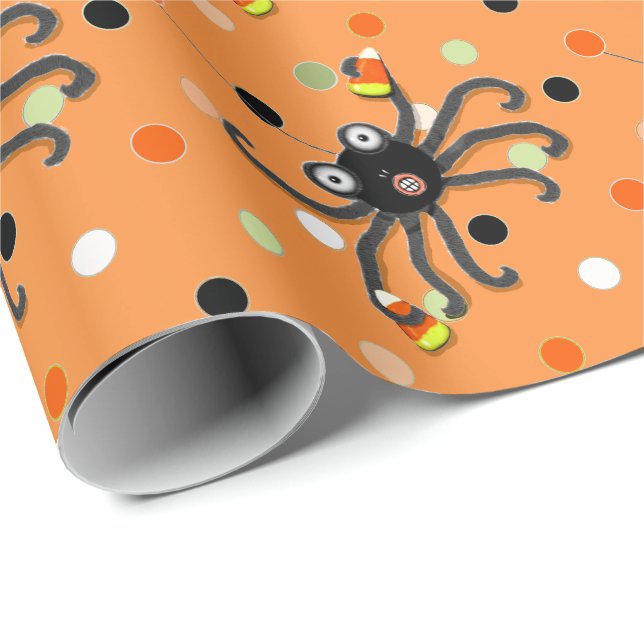 Papel De Presente Pontos Criativos de Aranha de Halloween (Ponta do rolo)