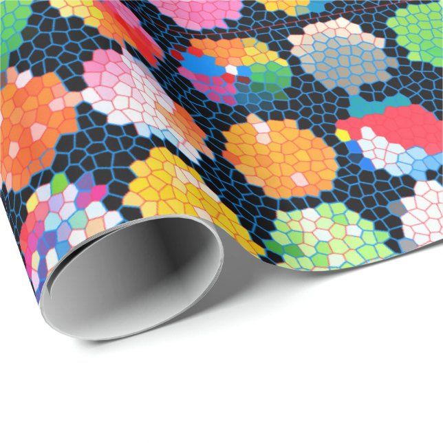 Papel De Presente Pontos de Beachball Hexagonais (Ponta do rolo)