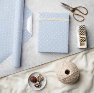 Papel De Presente Pontos de Bolinha do Início do Outono Micro Azul