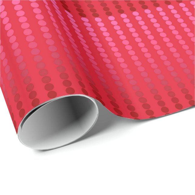 Papel De Presente Pontos de cetim - tons de vermelho profundo (Ponta do rolo)