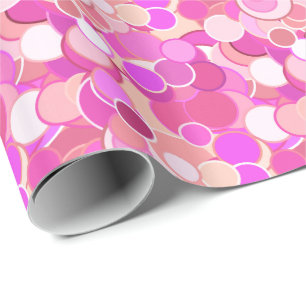 Papel De Presente Pontos de confete do século médio - cor-de-rosa 