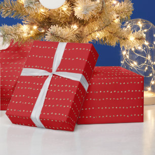 Papel De Presente Pontos de confete vermelho-claro e dourado, festiv