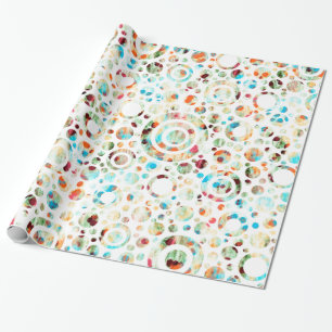 Papel De Presente Pontos de cores e padrão do círculo + texto e back