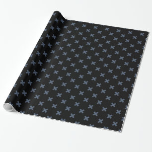 Papel De Presente Pontos de cruz de cinza azul em preto