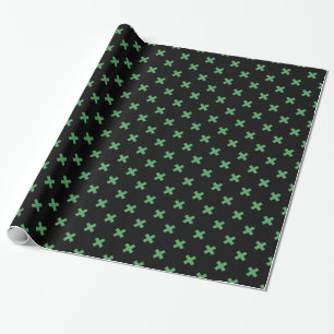 Papel De Presente Pontos de cruz verdes em preto