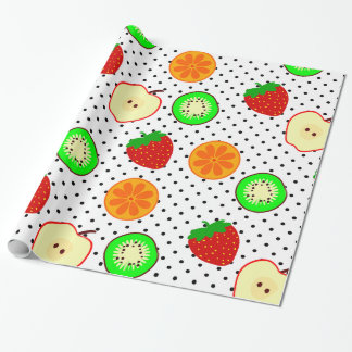 Papel De Presente pontos de fruta de morango de kiwi
