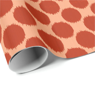 Papel De Presente Pontos de Ikat gigantes, laranja-mandarina e laran