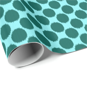 Papel De Presente Pontos de Ikat, turquesa e aqua gigantes da luz