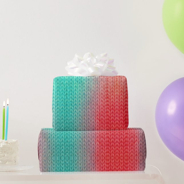 Papel De Presente Pontos de Tricô em Cores Gradientes (Presentes para festas)