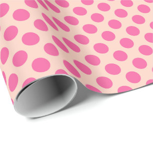 Papel De Presente Pontos do meio século - rosa e laranja coral
