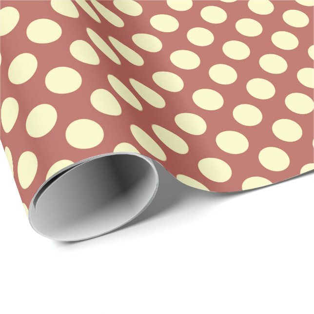 Papel De Presente Pontos do século médio - Cor da Terra, castanho (Ponta do rolo)