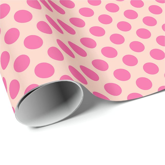 Papel De Presente Pontos do século médio - cor-de-rosa e laranja-cor (Ponta do rolo)