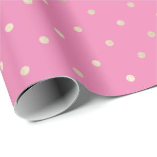 Papel De Presente Pontos Dourados do Gelam Rosa Girly
