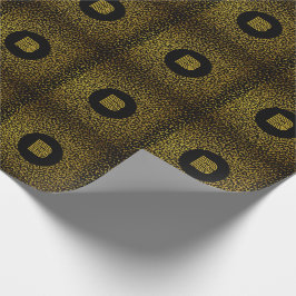 Papel De Presente Pontos dourados modernos monogramados pretos