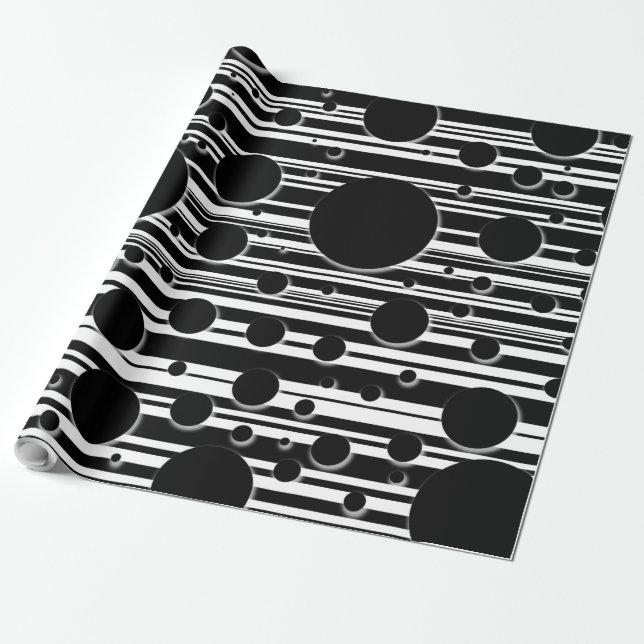 Papel De Presente Pontos e Listras Pretas e Brancas (Desenrolado)