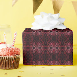 Papel De Presente Pontos e rabiscos rosa e vermelho em preto