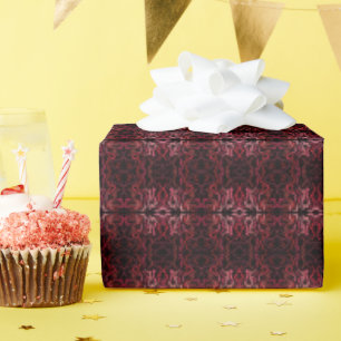 Papel De Presente Pontos e rabiscos rosa e vermelho em preto