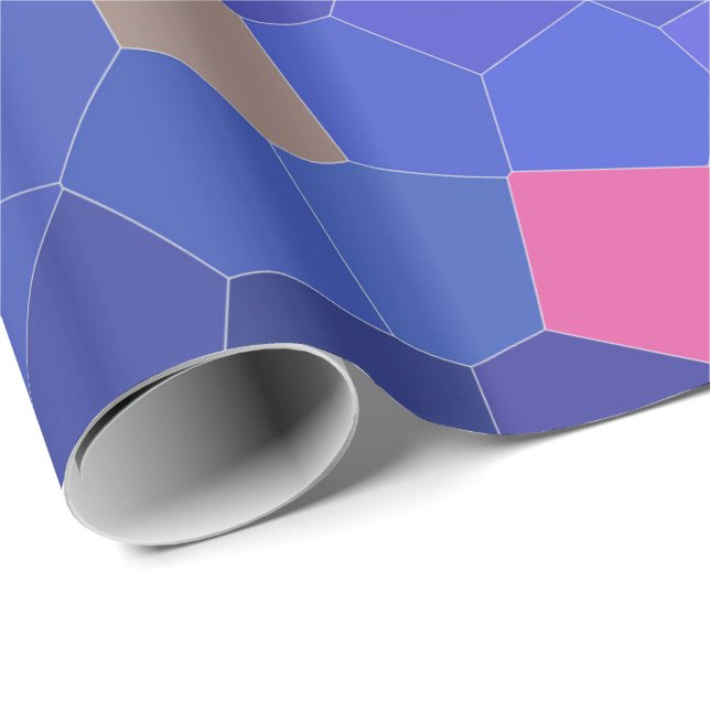 Papel De Presente Pontos em Azul e Turquesa - mosaico (Ponta do rolo)