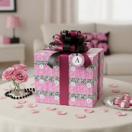 Papel De Presente Pontos femininos e impressão de monograma de anima