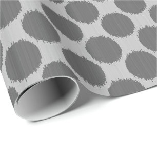Papel De Presente Pontos gigantes de Ikat, cinzas claras e escuras /