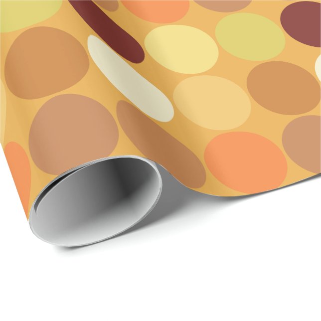 Papel De Presente Pontos gigantes do século médio, mostarda Dourada  (Ponta do rolo)