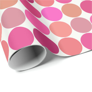 Papel De Presente Pontos Gigantes dos Meados do Século, Rosa Fúcsia
