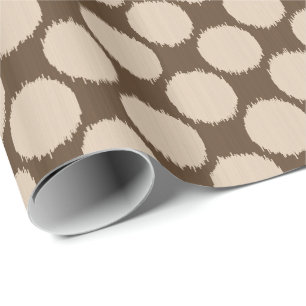Papel De Presente Pontos Ikat Gigantes, bege e taupe escuro