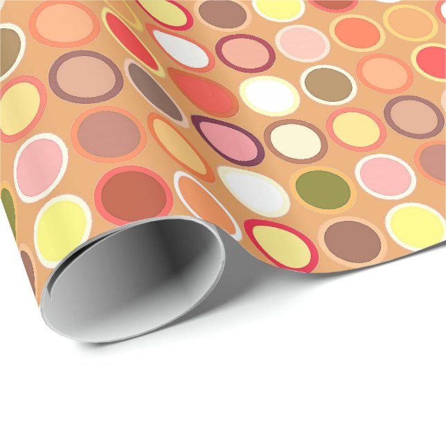 Papel De Presente Pontos modernos do século médio - bronzeados e múl (Ponta do rolo)