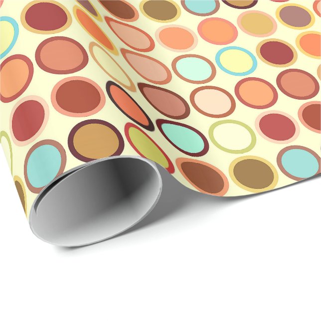 Papel De Presente Pontos Modernos do Século médio - creme com vários (Ponta do rolo)