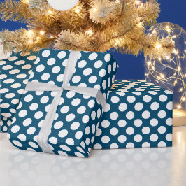 Papel De Presente Pontos Ocean Blue Branco