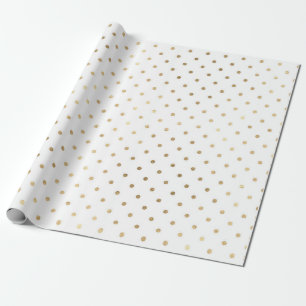 Papel De Presente Pontos pequenos do Ouro branco clássico Polka