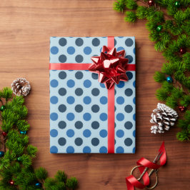 Papel De Presente Pontos Polka Azuis
