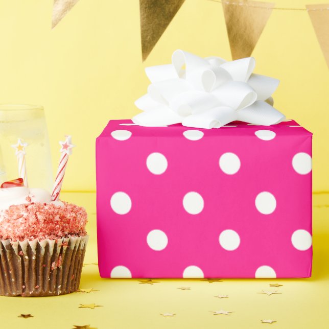 Papel De Presente Pontos Polka Rosa (Festa de aniversário)
