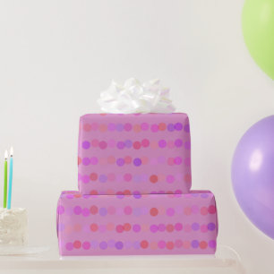 Papel De Presente pontos polka rosa, roxo e laranja