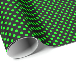 Papel De Presente Pontos Polka Verde Lima em Preto