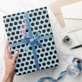 Papel De Presente Pontos Pretos e Azuis