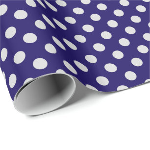 Papel De Presente Pontos retrô grandes - cinza e azul marinho