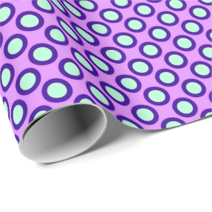 Papel De Presente Pontos retrorados circulados, orquídea, violeta e