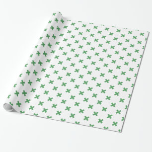 Papel De Presente Pontos verdes cruzados em branco